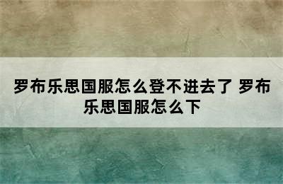 罗布乐思国服怎么登不进去了 罗布乐思国服怎么下